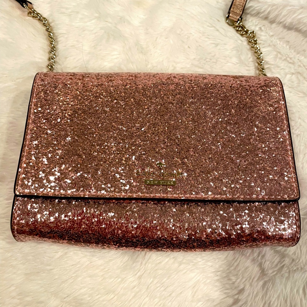 New Kate Spade rose gold evening bag shoulder/crossbody super glittery!!
